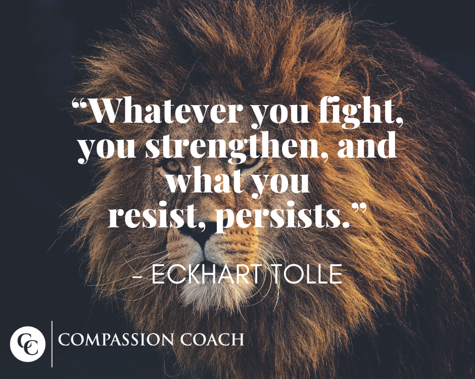 "Whatever you fight, you strengthen, and what you resist, persists." - Eckhart Tolle